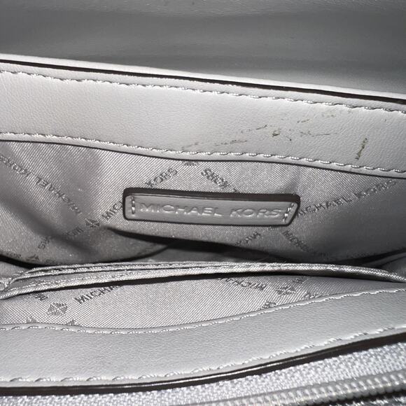 Michael Kors Gray Leather Quilted Crossbody Bag with Chain Strap - Picture 8 of 13